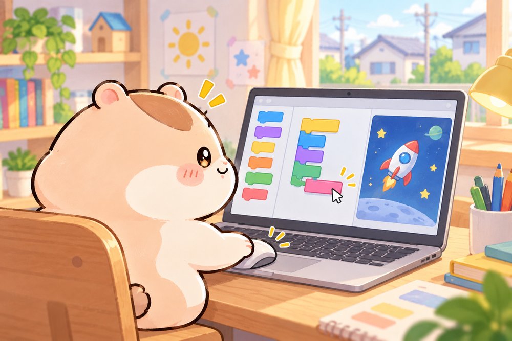 ブロックをドラッグしてつなげるナビ助